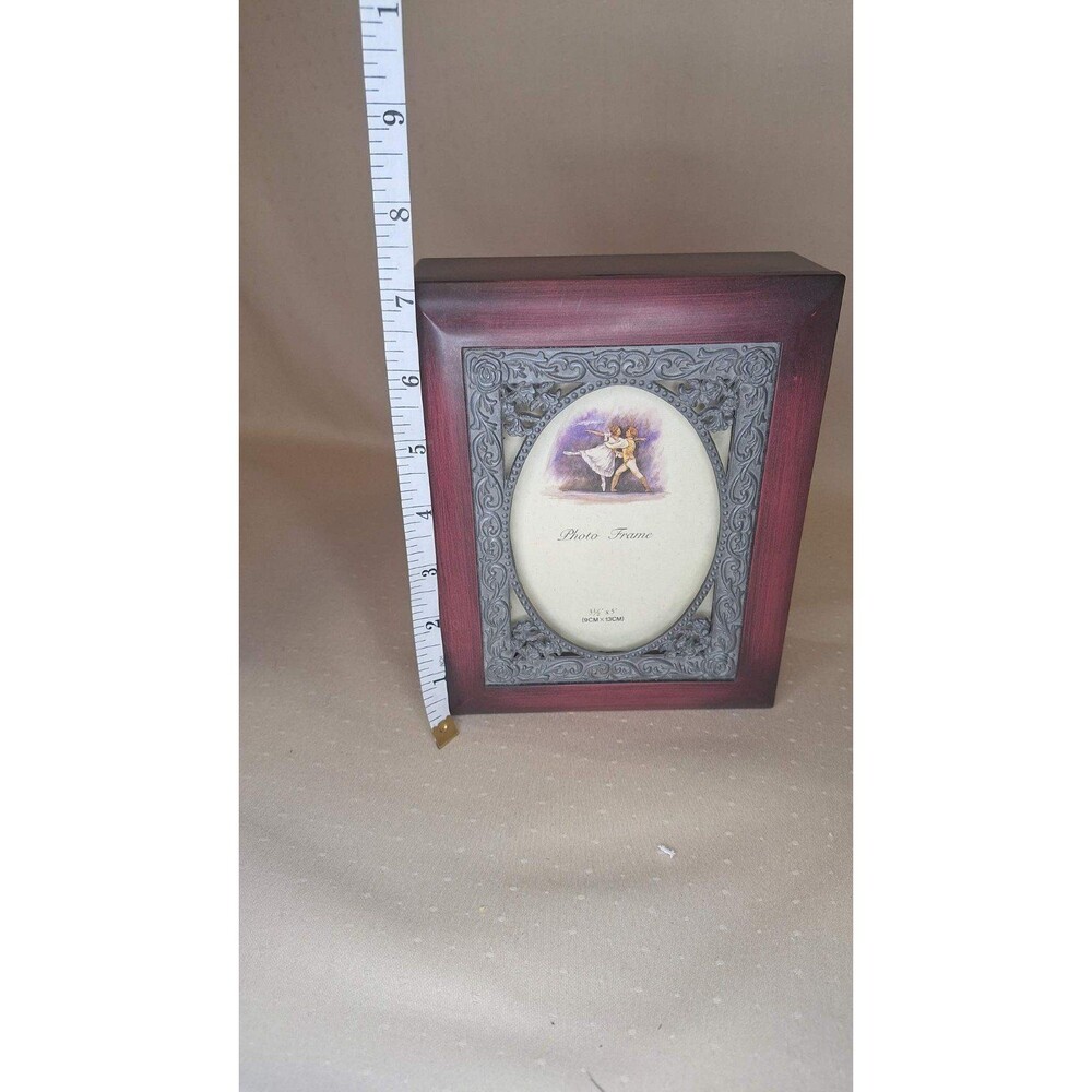 Studio Nova Wood Jewelry Keepsake Box with photo frame and metal frame inlay